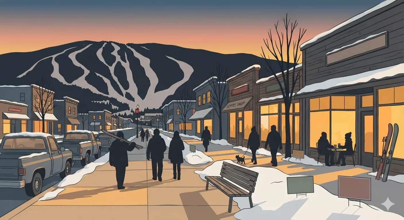 Juniper main street below the ski hill at dusk